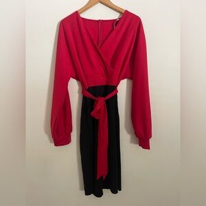 Grace Karin Red and Black Long Sleeve Dress